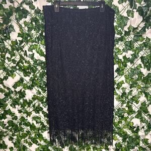 Vintage black fringe crocheted